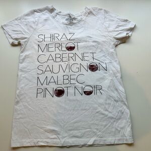 JCrew vintage tee with wine names listed. Size XS. Excellent like new condition
